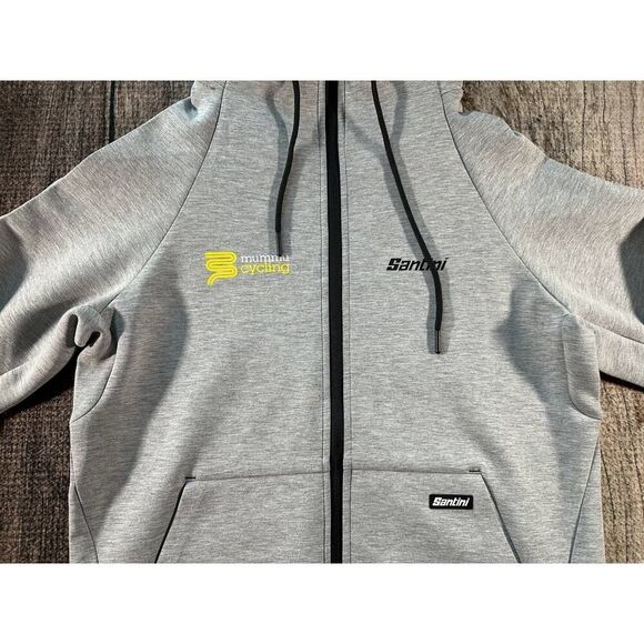 Santini 365 Grey Hoodie Jacket Mummu Cycling Medium Racing Bike - Picture 3 of 11